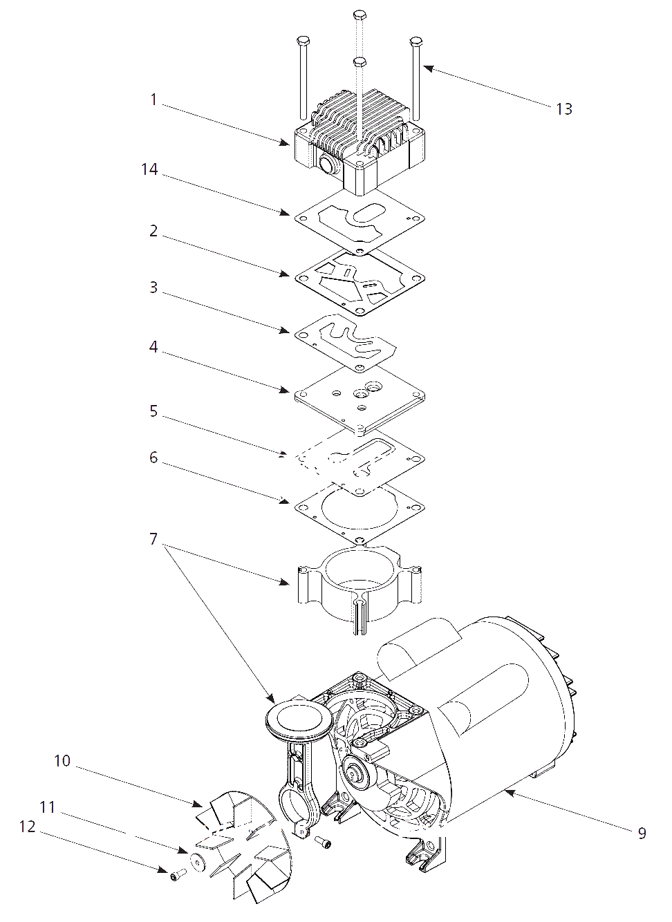 Pump Parts Diagram and Parts List for 1NNF8  Campbell Hausfeld Compressor